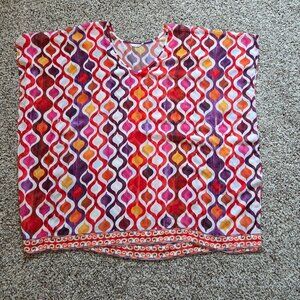 Trina Turk Swim Cover Up Tunic Geometric Sheer Colorful MCM Women's One Size